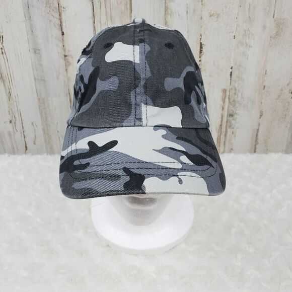 Camo Velcro Cap Gray Black OSFM - Picture 1 of 6